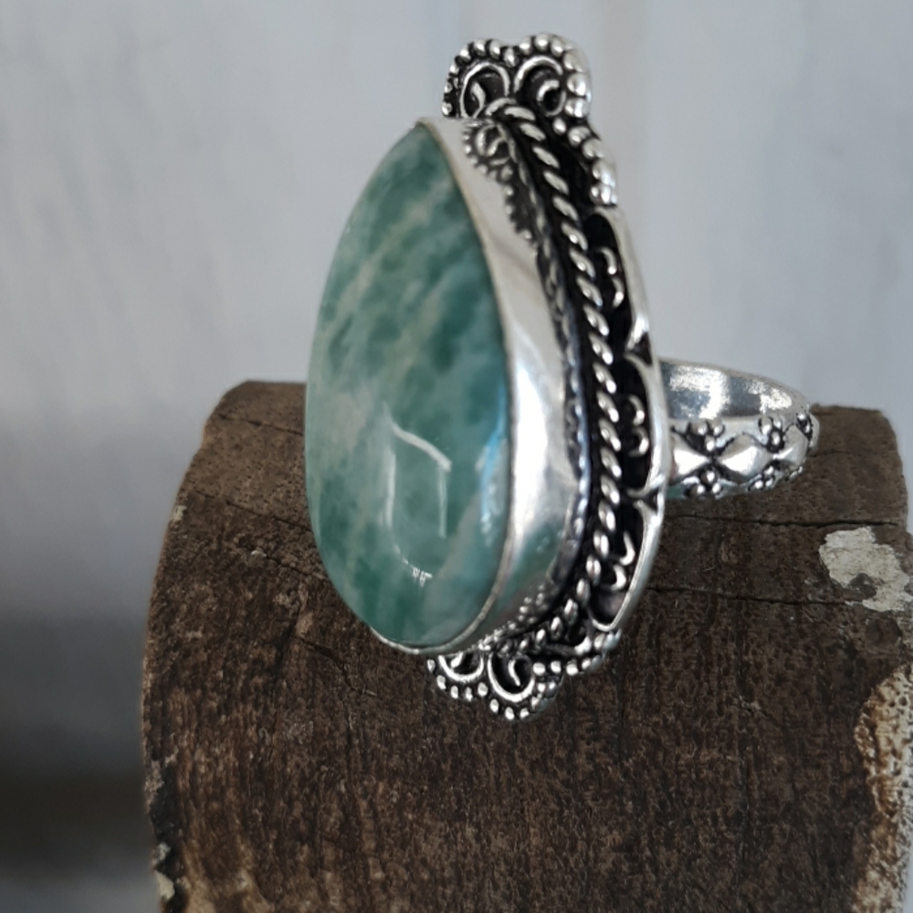New Amazonite 925 Silver Ring.